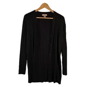 H&M‎ Women's S Ribbed Knit Button Cardigan Black Long Sleeve Lightweight
